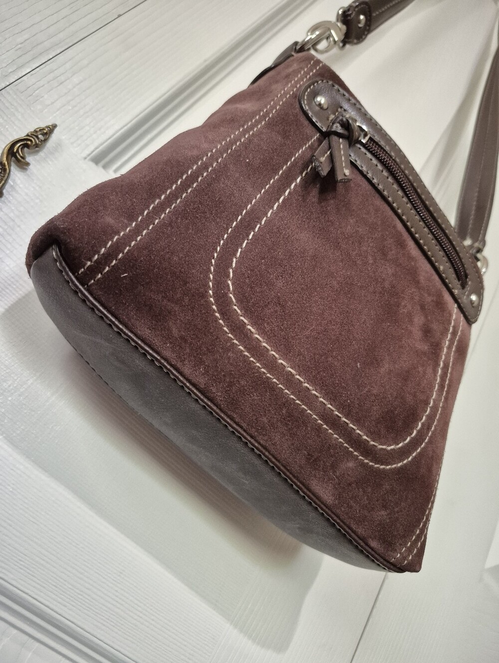 A.n.a brown leather suede crossbody bag - Picture 8 of 11